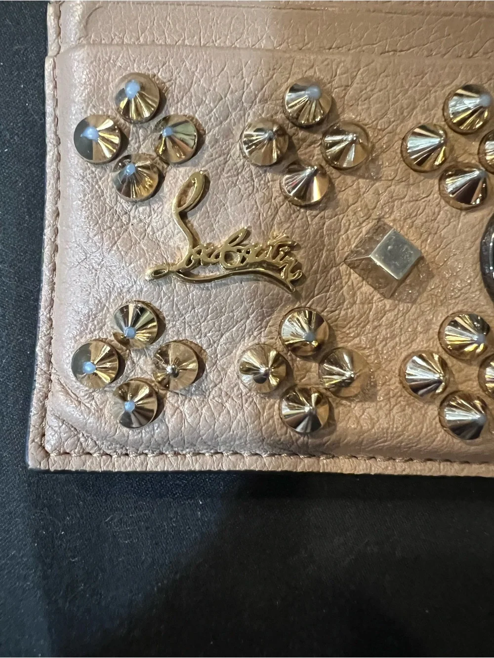 Christian Louboutin Blush Leather Studded Card Holder